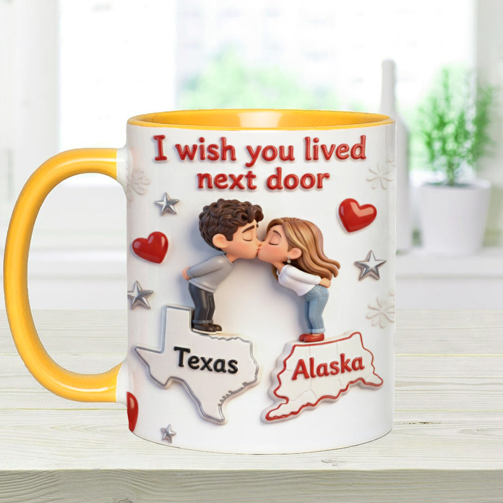 I Wish You Lived Next Door - Personalized Couple Accent Mug