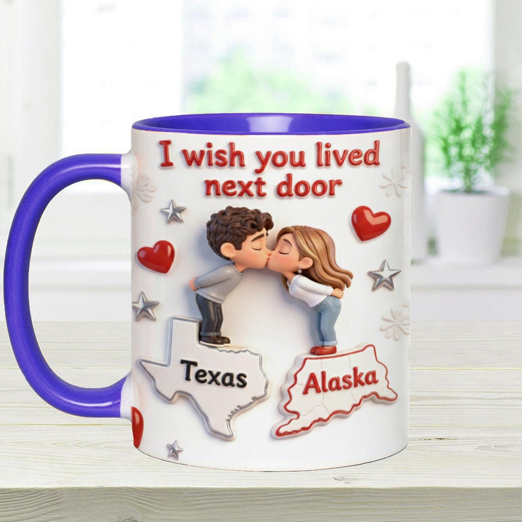 I Wish You Lived Next Door - Personalized Couple Accent Mug