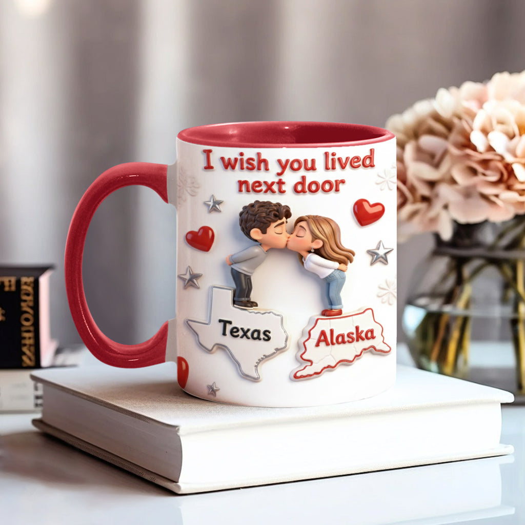 I Wish You Lived Next Door - Personalized Couple Accent Mug