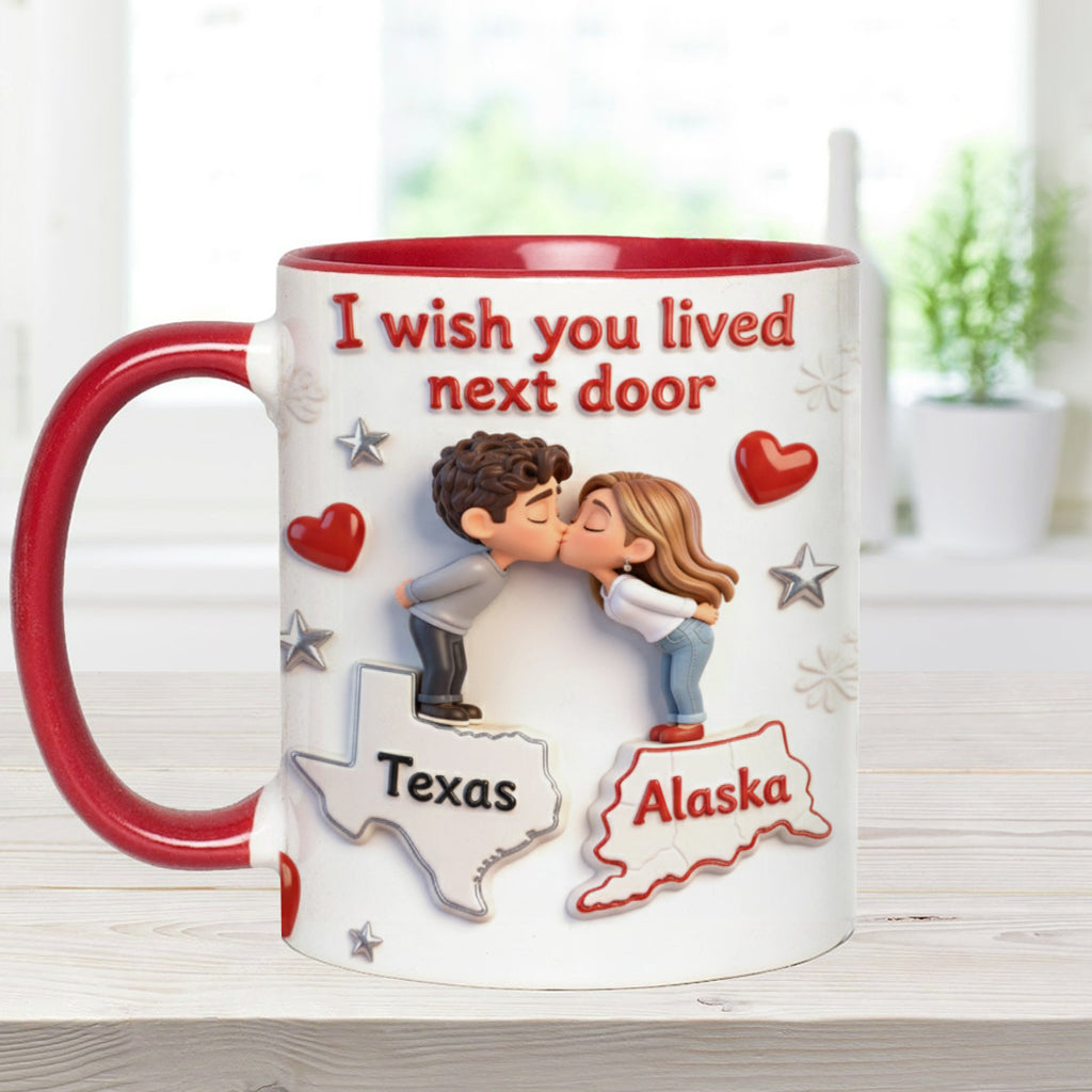 I Wish You Lived Next Door - Personalized Couple Accent Mug