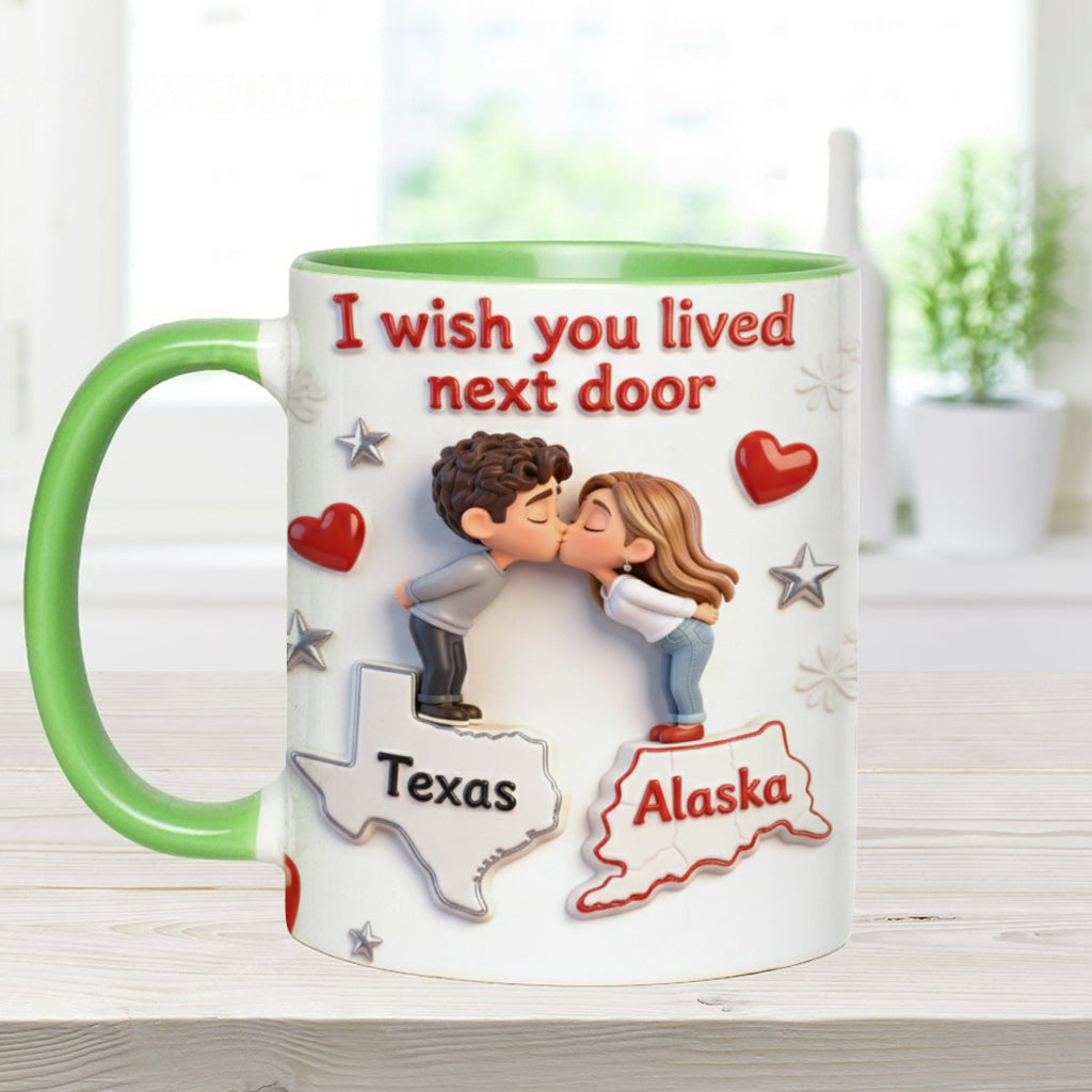 I Wish You Lived Next Door - Personalized Couple Accent Mug