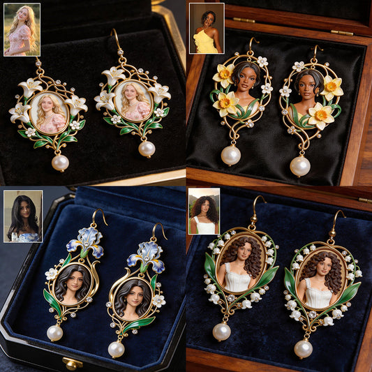 Custom Birthmonth Flower Earrings, Gift For Her, Mother's Day Gift - Personalized Birth Month Flower Earrings