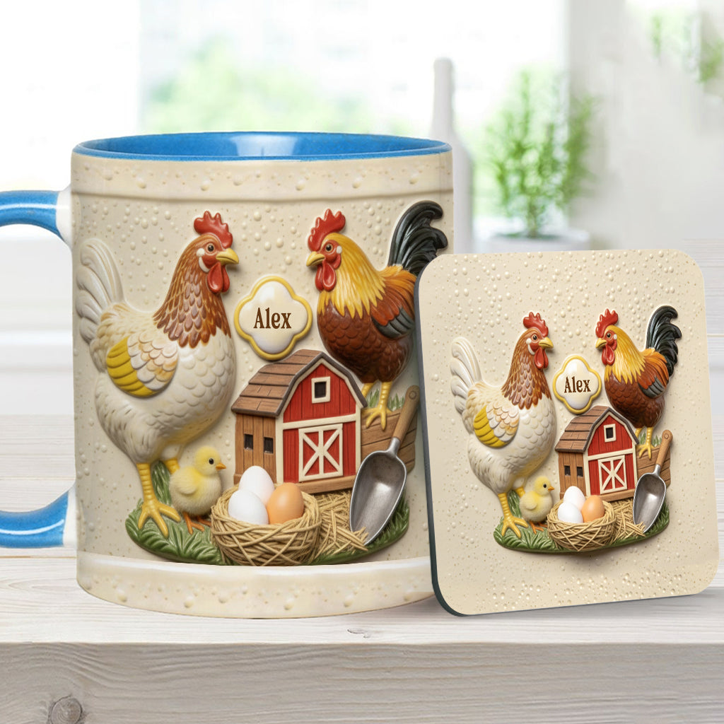 Mug et sous-verre personnalisés « Love Chicken »