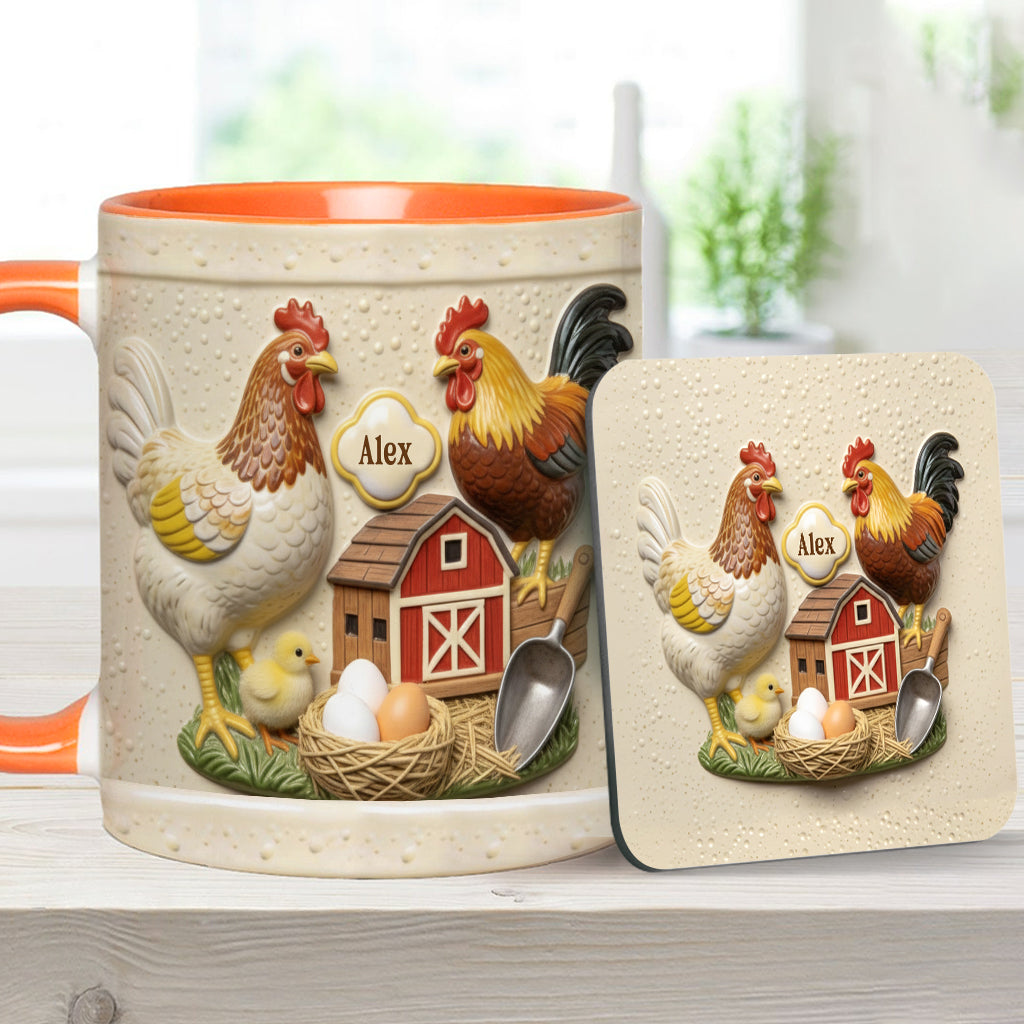 Mug et sous-verre personnalisés « Love Chicken »