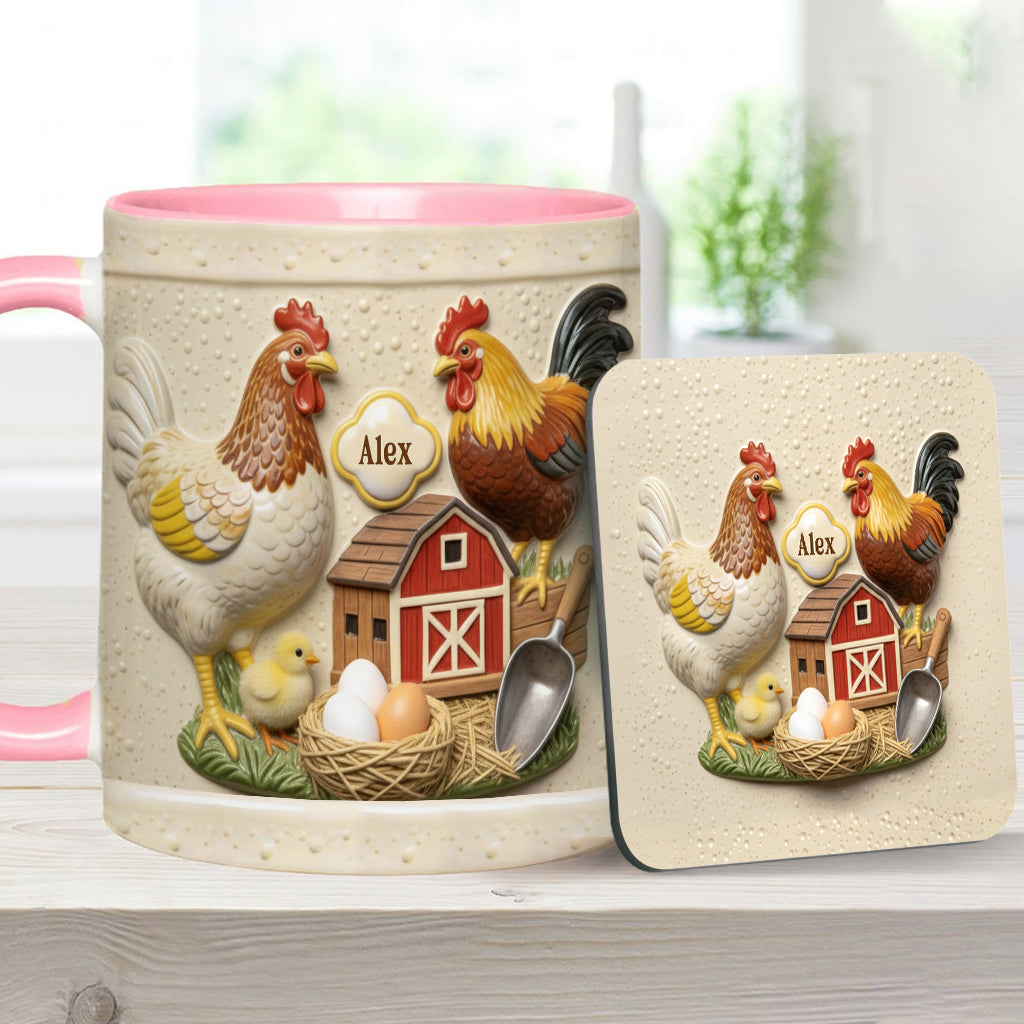 Mug et sous-verre personnalisés « Love Chicken »