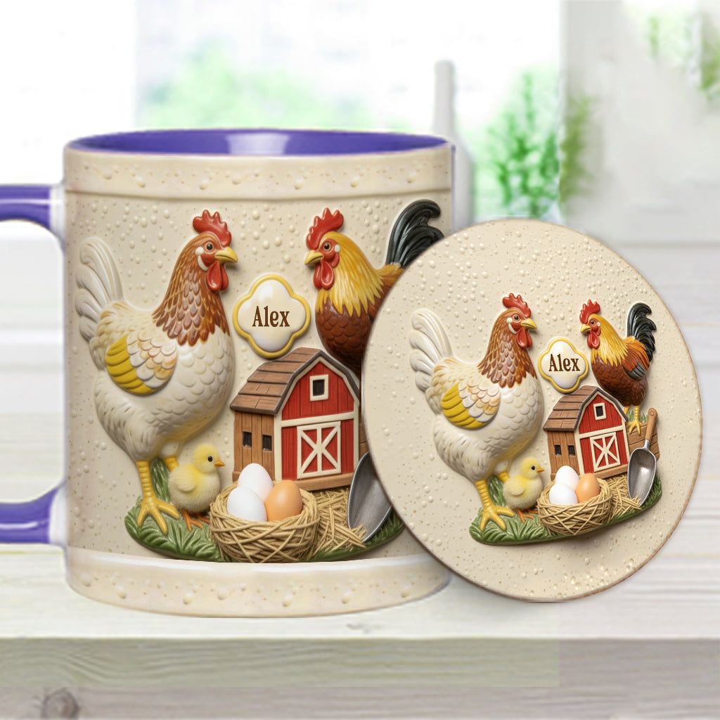 Mug et sous-verre personnalisés « Love Chicken »