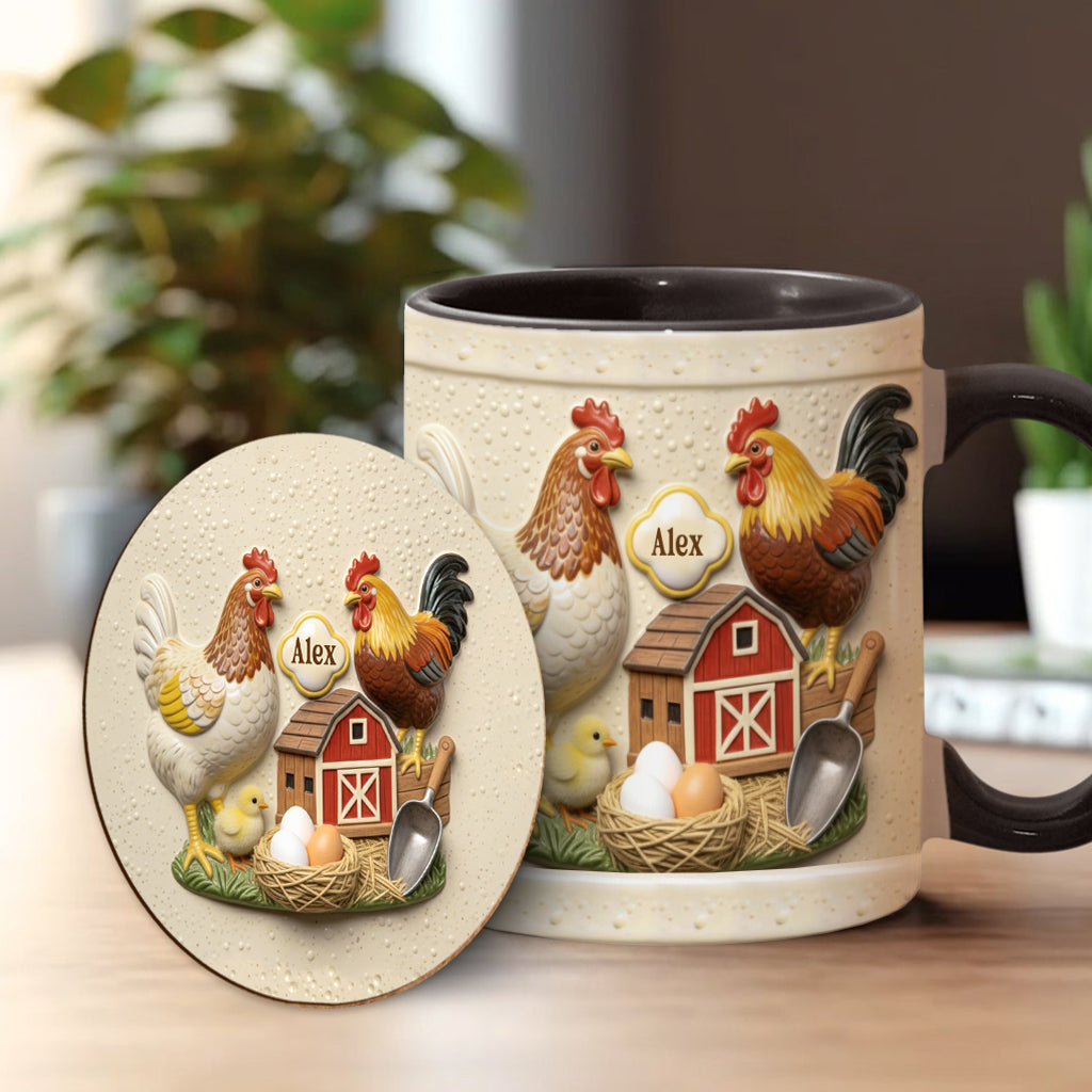 Mug et sous-verre personnalisés « Love Chicken »