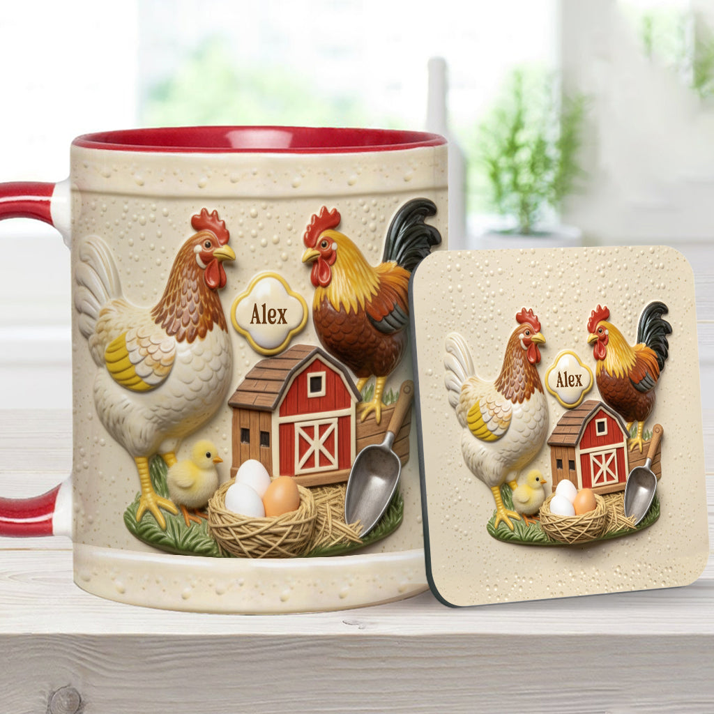 Mug et sous-verre personnalisés « Love Chicken »