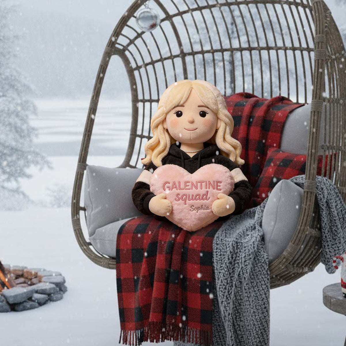 Galentine Squad Party - Personalized Bestie Faux Fur Shaped Pillow