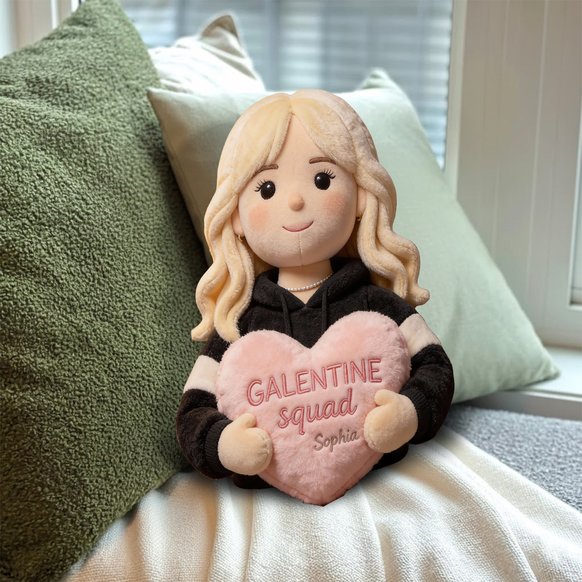 Galentine Squad Party - Personalized Bestie Faux Fur Shaped Pillow