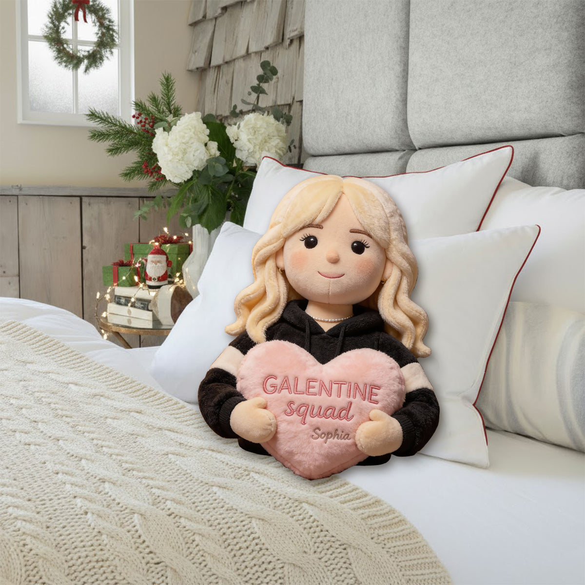 Galentine Squad Party - Personalized Bestie Faux Fur Shaped Pillow