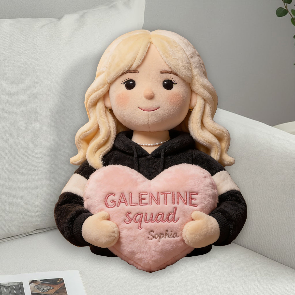 Galentine Squad Party - Personalized Bestie Faux Fur Shaped Pillow