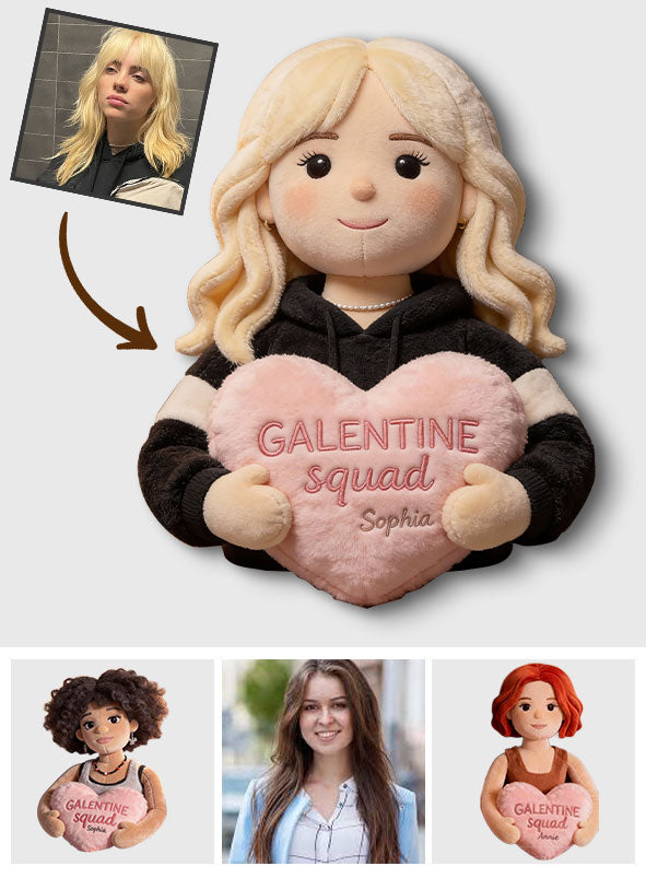 Galentine Squad Party - Personalized Bestie Faux Fur Shaped Pillow