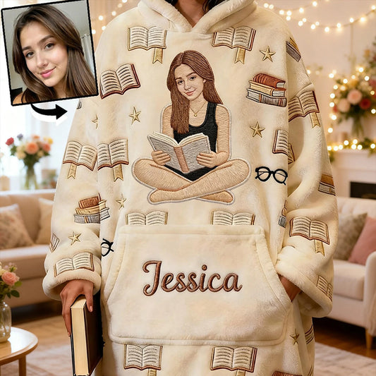 Individuell gestaltbar mit Foto – Personalisierter Buch-Hoodie mit Decke