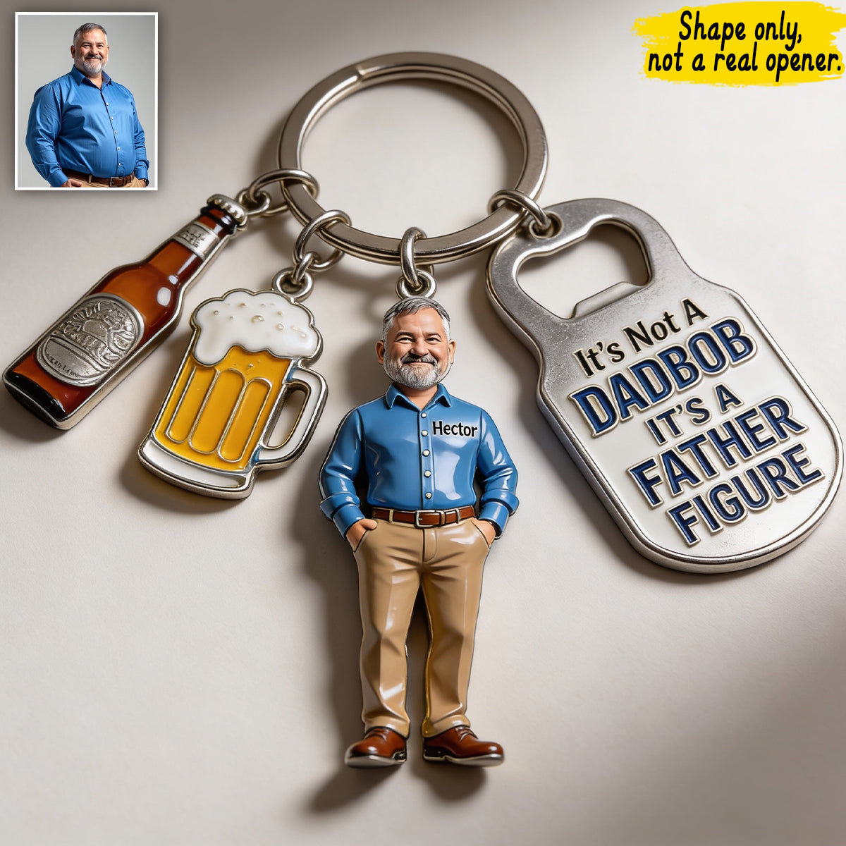 Es ist kein Dad-Bob - Personalisierter Premium-Schlüsselanhänger für Väter mit Charms