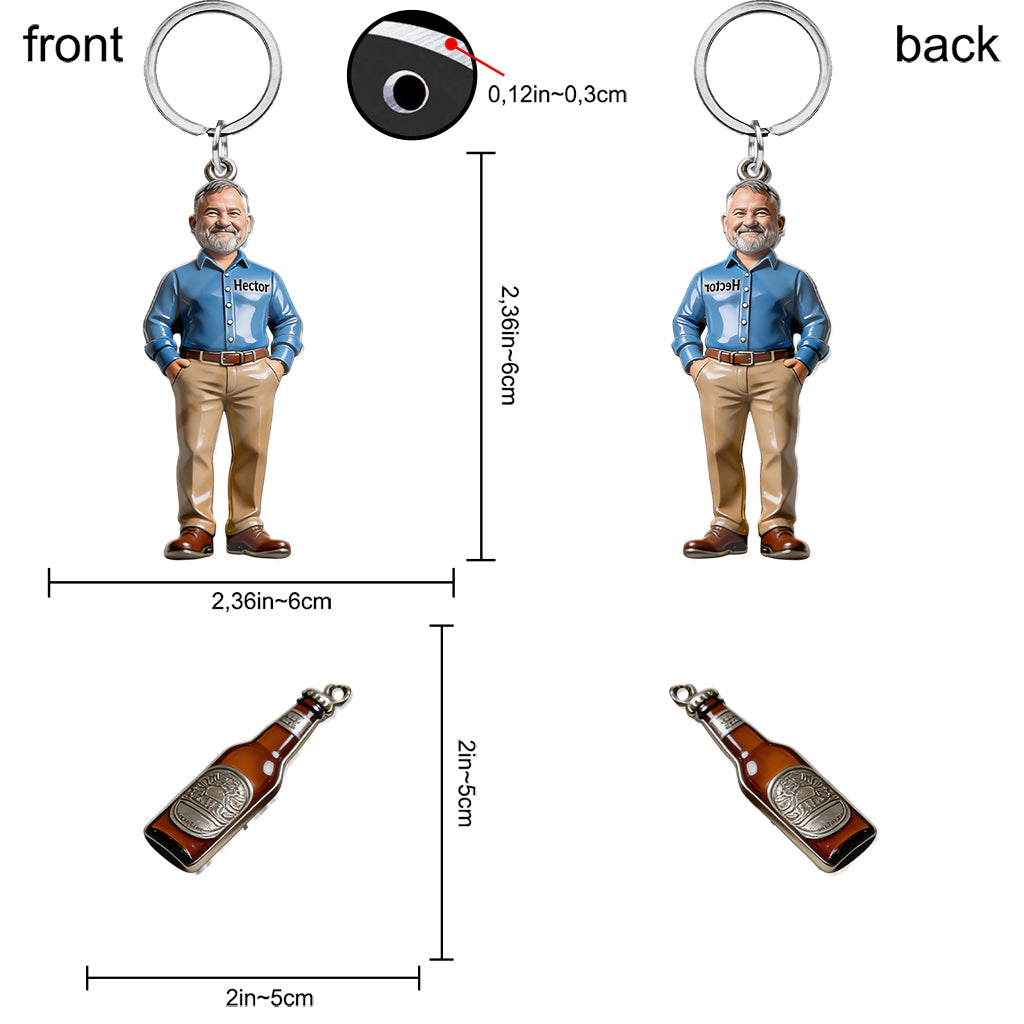 Es ist kein Dad-Bob - Personalisierter Premium-Schlüsselanhänger für Väter mit Charms