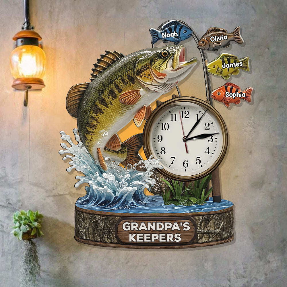 La meilleure prise de papa - Horloge murale lumineuse LED personnalisée sur le thème de la pêche