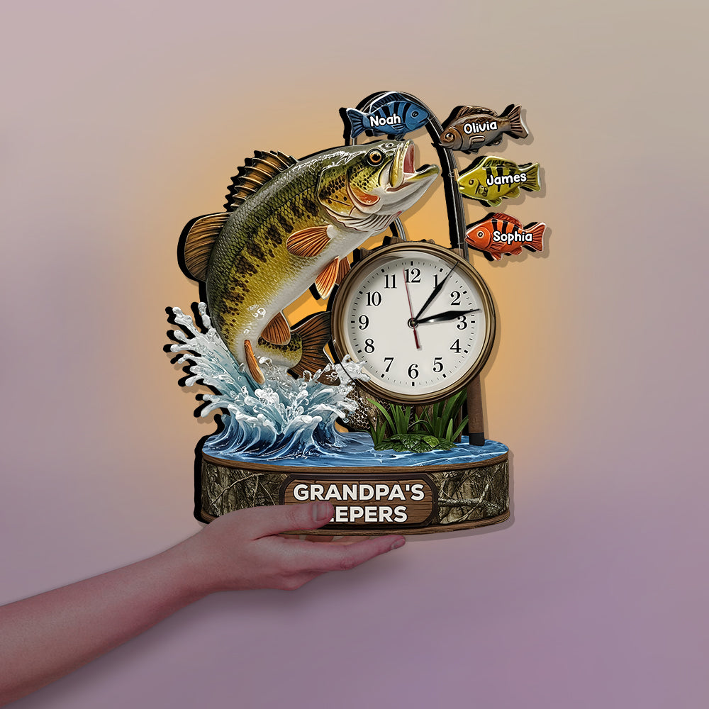 La meilleure prise de papa - Horloge murale lumineuse LED personnalisée sur le thème de la pêche