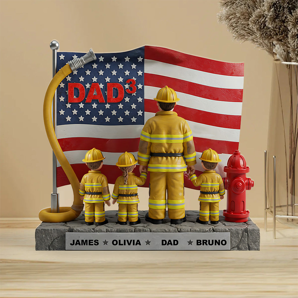 Firefighter Dad - Personalized Firefighter Custom Shaped Acrylic Plaque