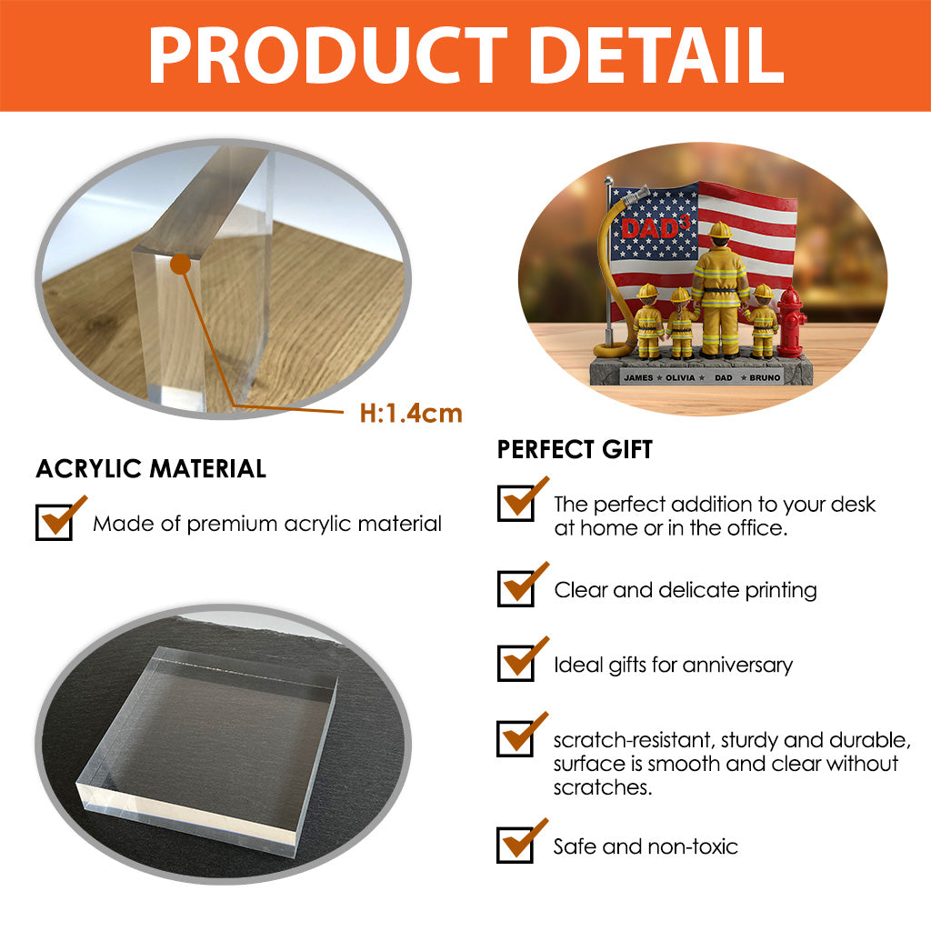 Firefighter Dad - Personalized Firefighter Custom Shaped Acrylic Plaque