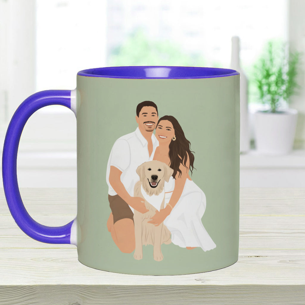 Unique Gift Drawing From Photo - Minimalist Style - Personalized Dog Accent Mug