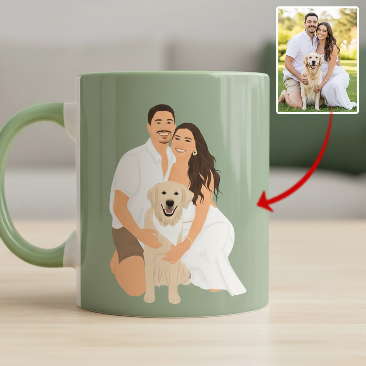 Unique Gift Drawing From Photo - Minimalist Style - Personalized Dog Accent Mug