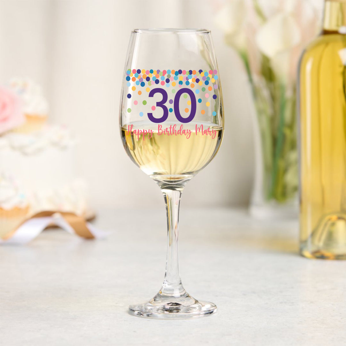 Happy Birthday - Personalized Birthday Wine Glass With Long Stem