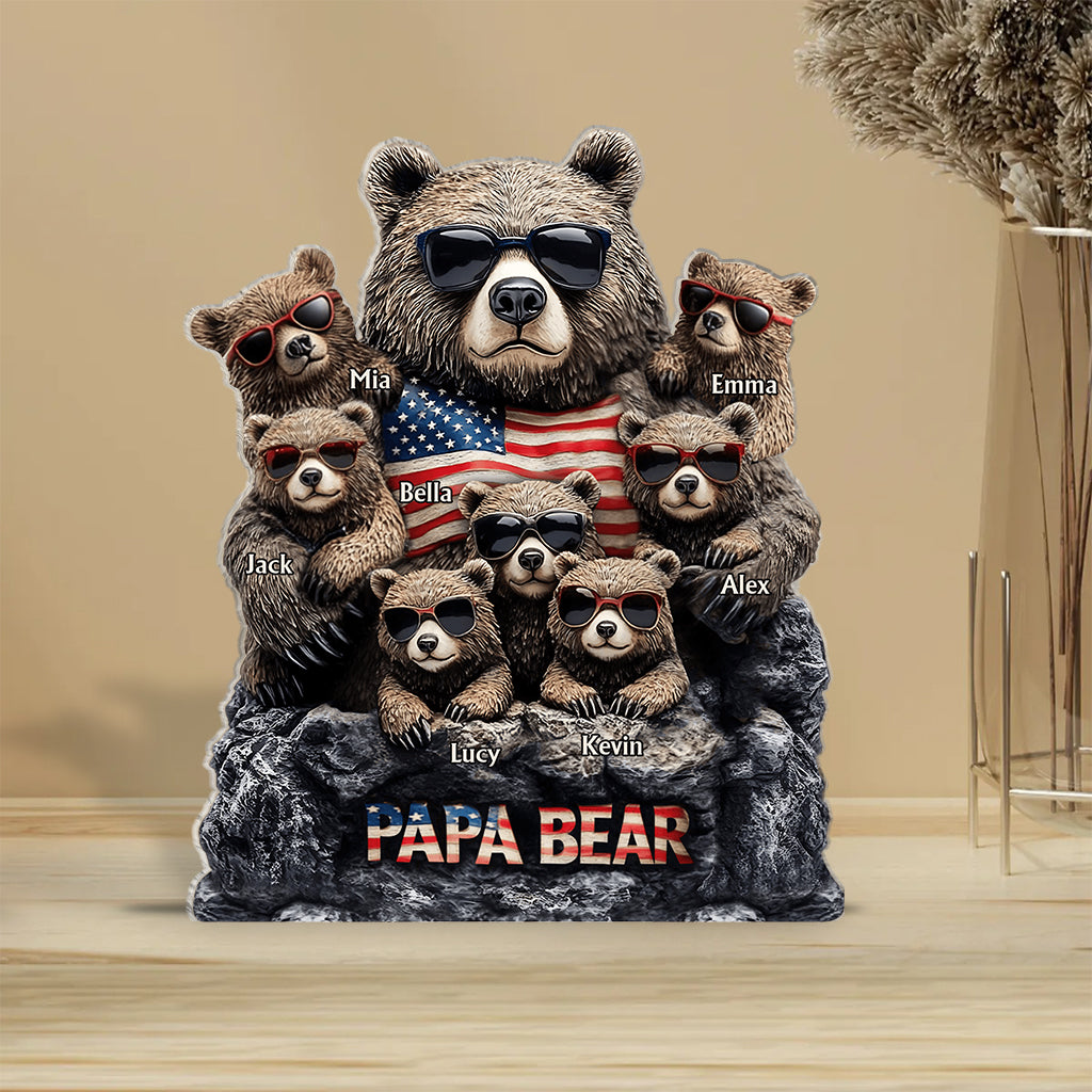 Papa Bear - Personalized Father Custom Shaped Acrylic Plaque