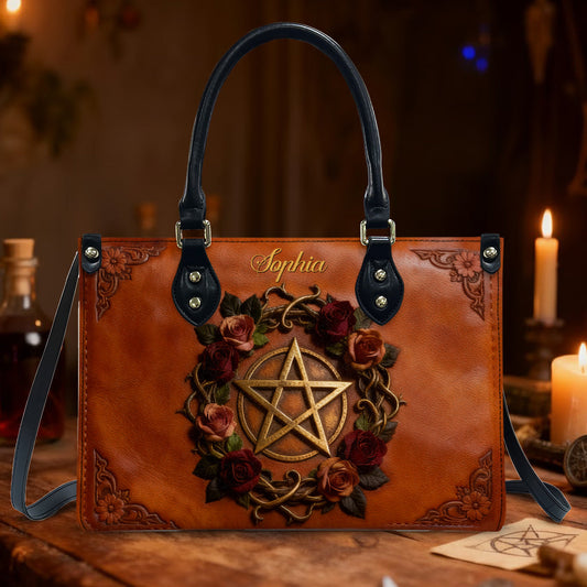 Magisches Symbol – Personalisierte Hexen-Lederhandtasche