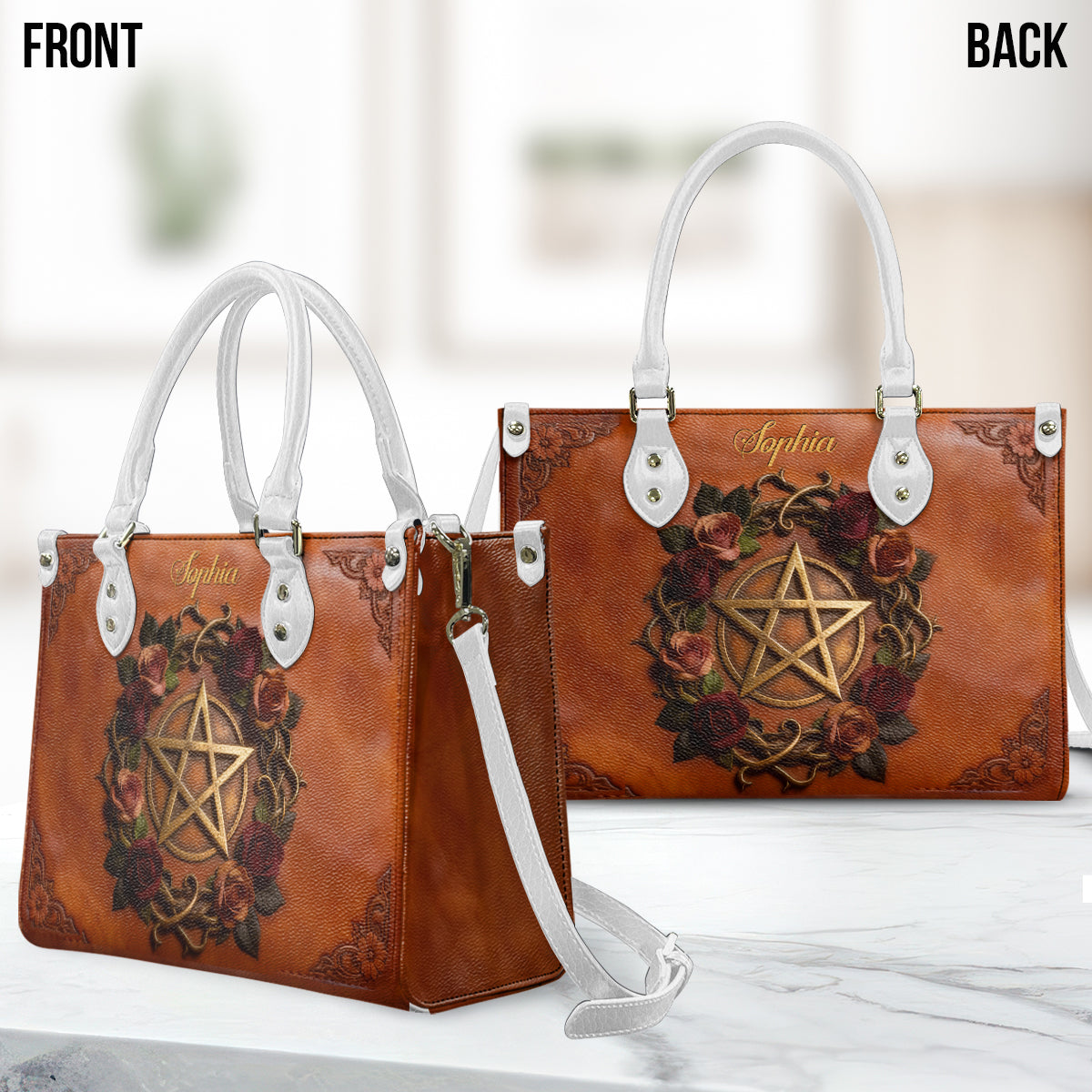 Magisches Symbol – Personalisierte Hexen-Lederhandtasche