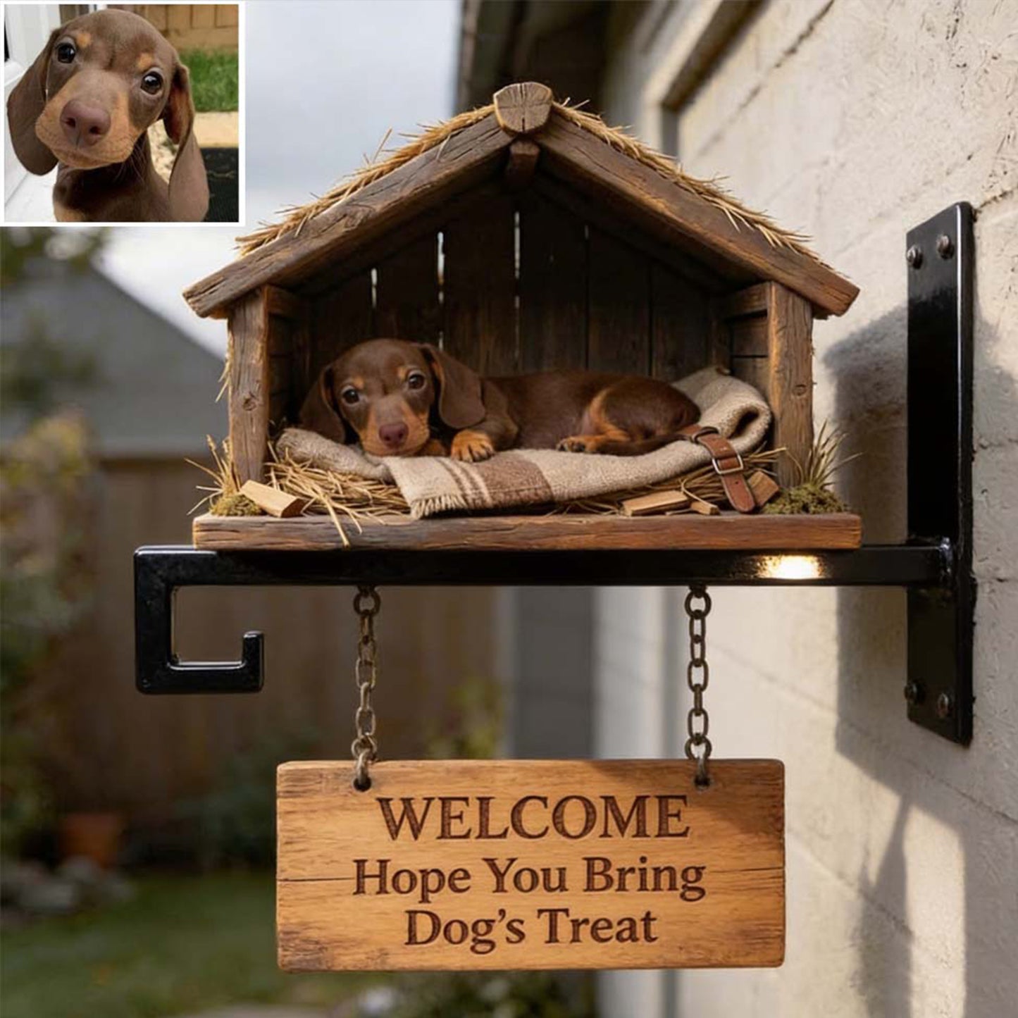 The Pet's House, Human Just Live Here - Personalized Dog Wooden Wall Mount Sign