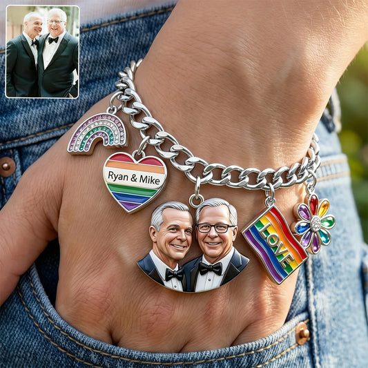 L'amour est l'amour - Bracelet de soutien LGBT personnalisé avec charms