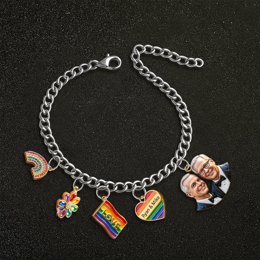 Liebe ist Liebe - Personalisierbares LGBT Unterstützungsarmband mit Charms