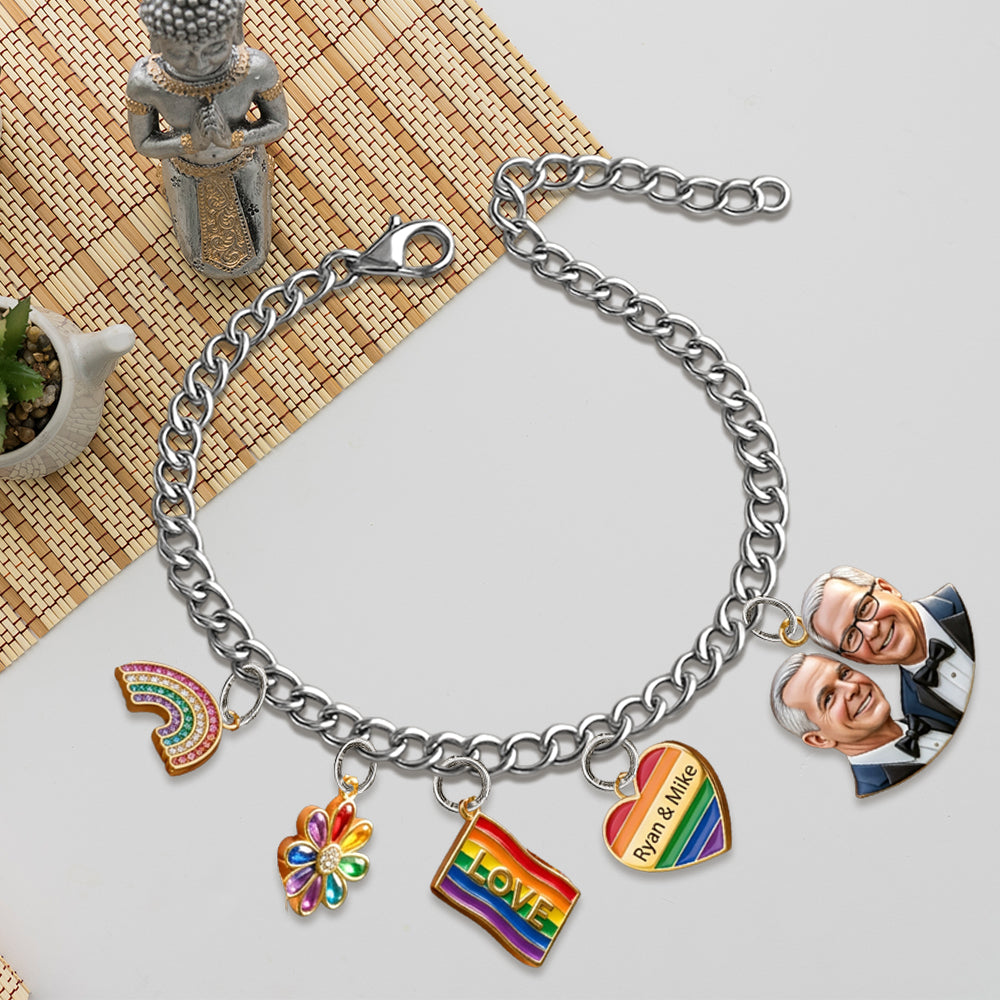 Liebe ist Liebe - Personalisierbares LGBT Unterstützungsarmband mit Charms