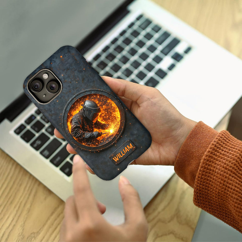 Geschenk für Schweißer – Personalisierte Handyhülle mit Schweißer-Motiv