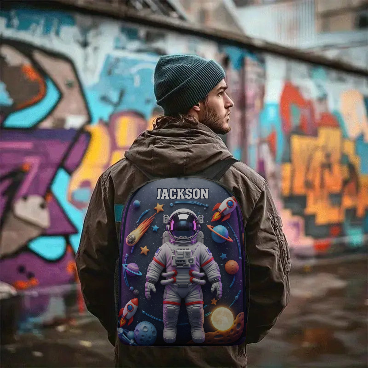 Astronaut And Space - Personalized Kid Multifunctional Backpack