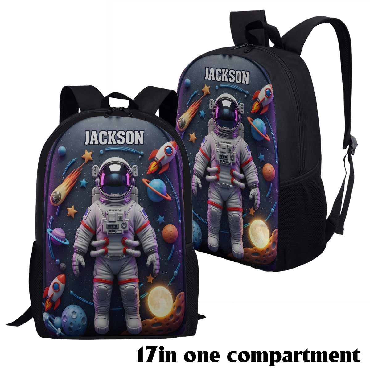 Astronaut And Space - Personalized Kid Multifunctional Backpack