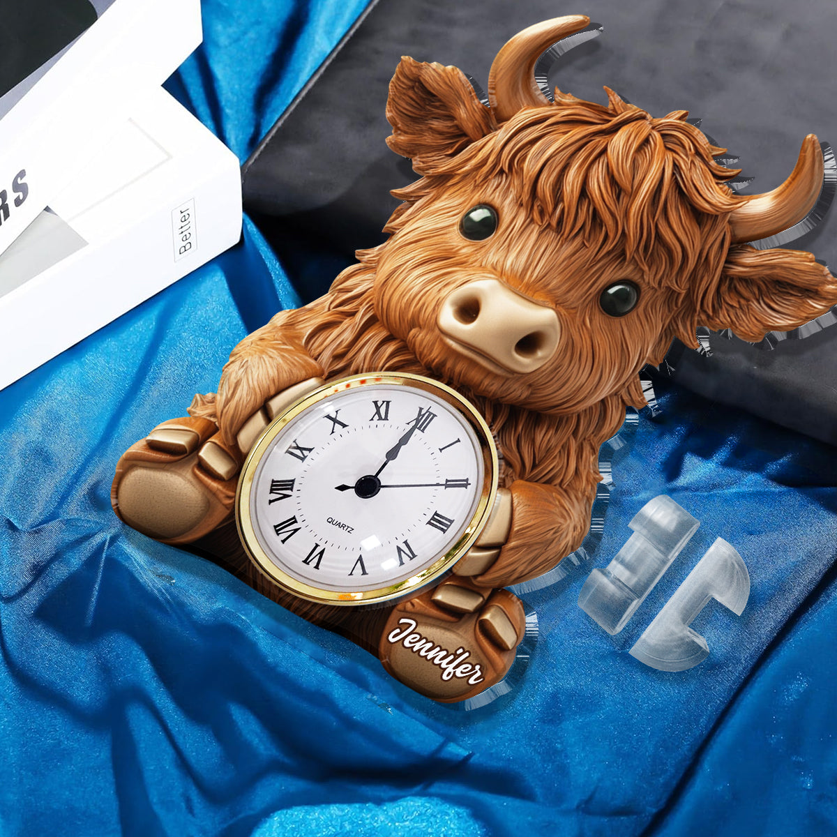 Love Highland Cow - Personalized Highland Cow Acrylic Clock Plaque