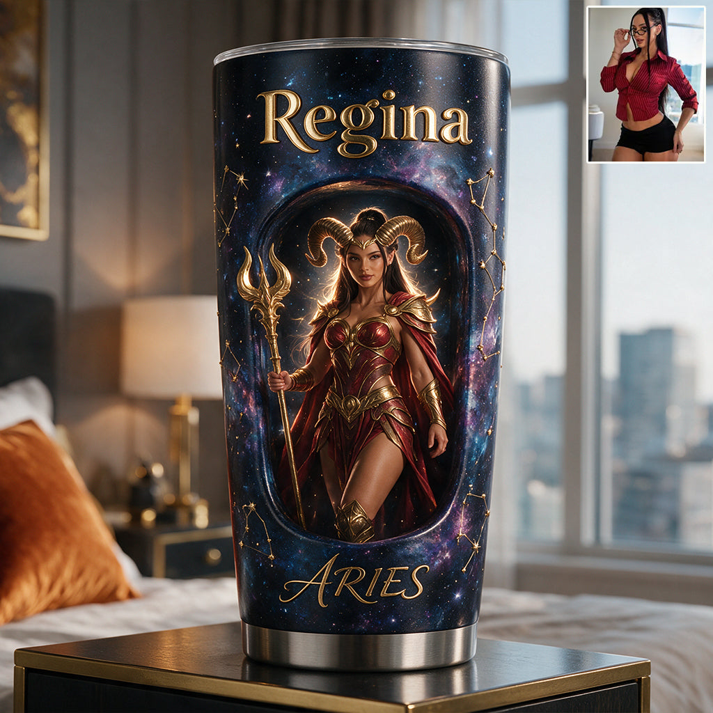 Celestial Zodiac Portrait Tumbler - Personalized Horoscope Tumbler