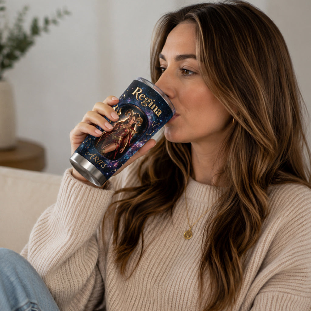 Celestial Zodiac Portrait Tumbler - Personalized Horoscope Tumbler