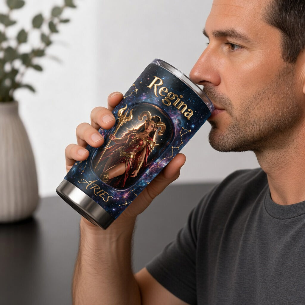 Celestial Zodiac Portrait Tumbler - Personalized Horoscope Tumbler