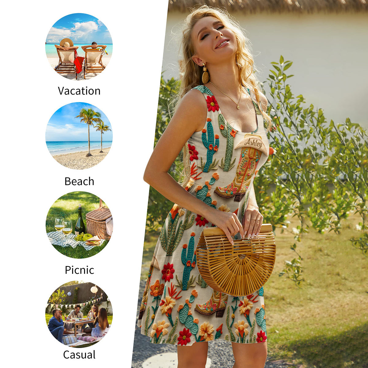 Robe de cowgirl Cactus - Robe sans manches personnalisée