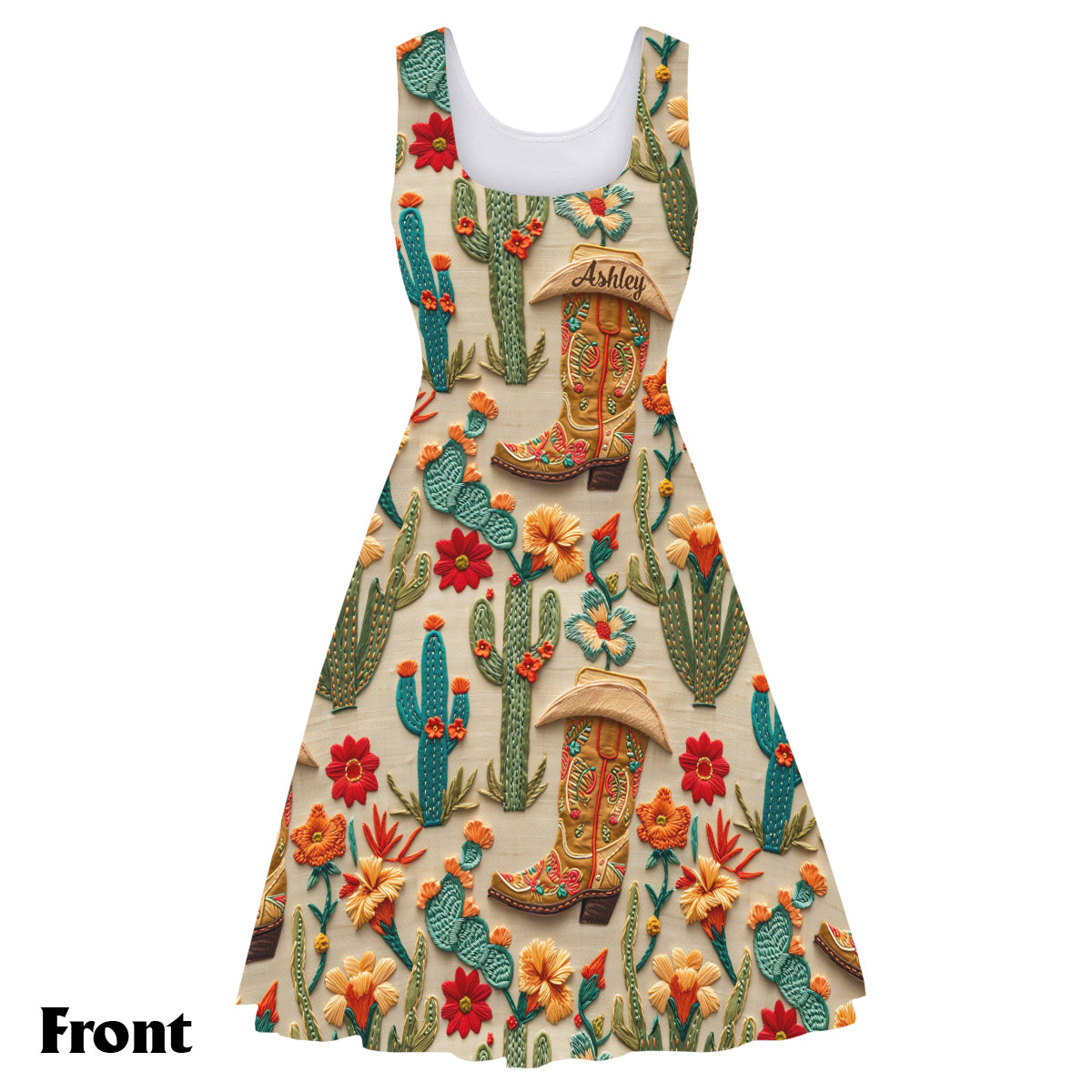 Robe de cowgirl Cactus - Robe sans manches personnalisée
