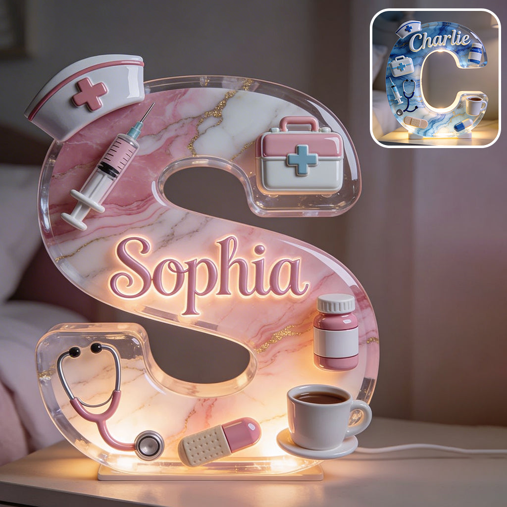 Medizinisches Alphabet - Personalisierte Krankenschwester Acryl LED Nachtlicht