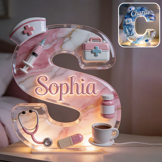 Medizinisches Alphabet - Personalisierte Krankenschwester Acryl LED Nachtlicht