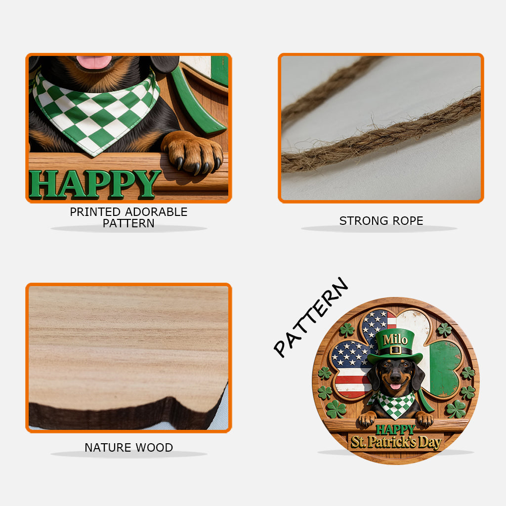 St. Patrick’s Day Dog - Personalized Dog Custom Shaped Wood Sign