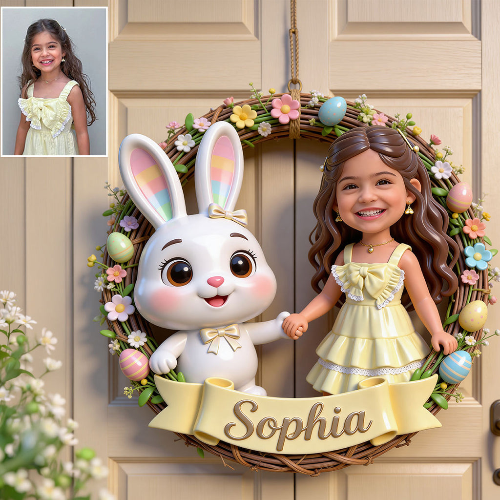 Celebrate Easter's Day - Personalized Kid Custom Shaped Wood Sign