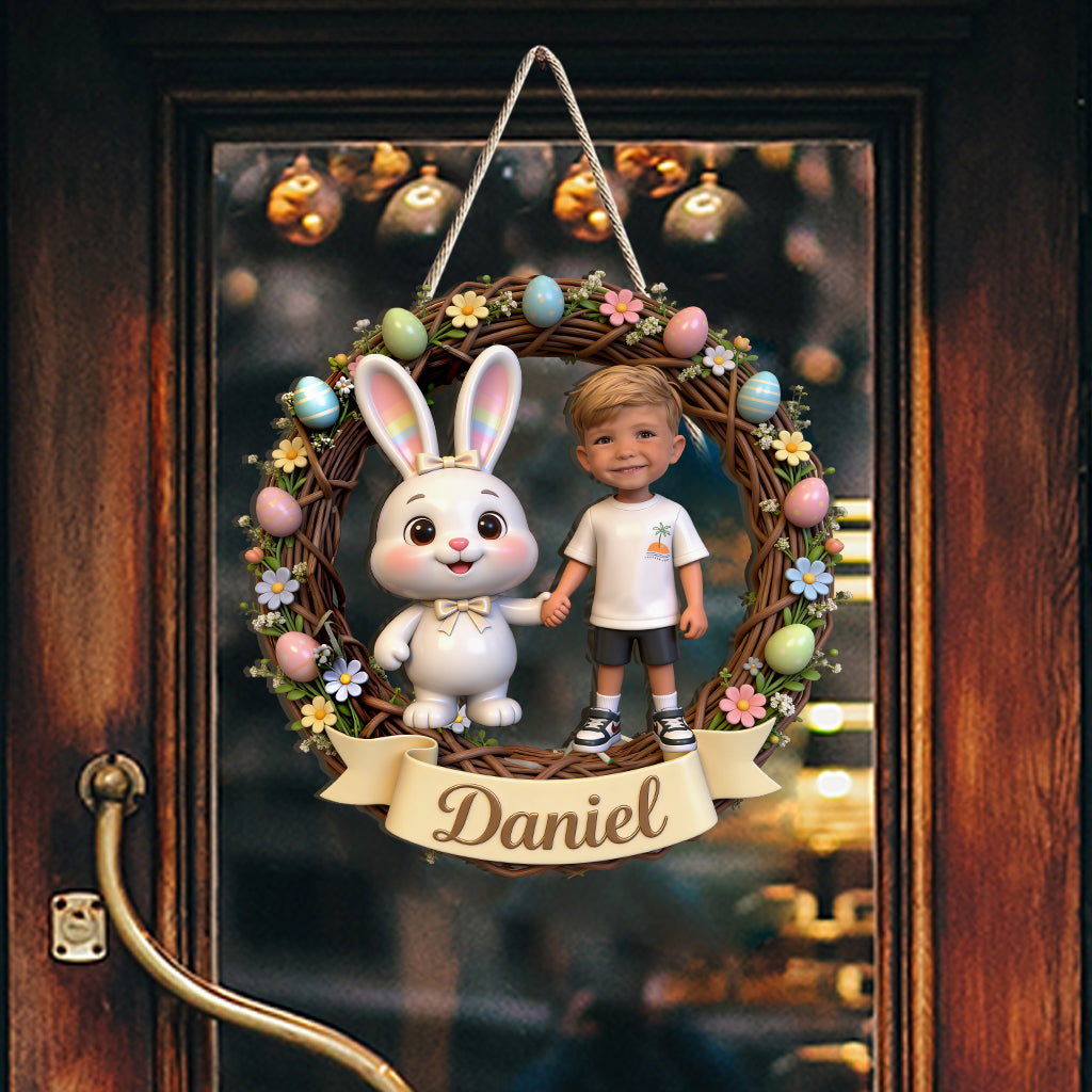Celebrate Easter's Day - Personalized Kid Custom Shaped Wood Sign