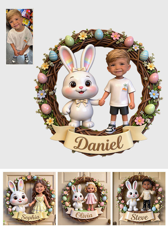 Celebrate Easter's Day - Personalized Kid Custom Shaped Wood Sign