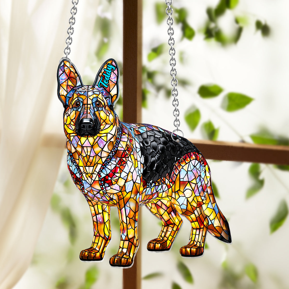 Ich liebe meinen Hund – Personalisierter Hunde-Fensterhänger-Sonnenfänger
